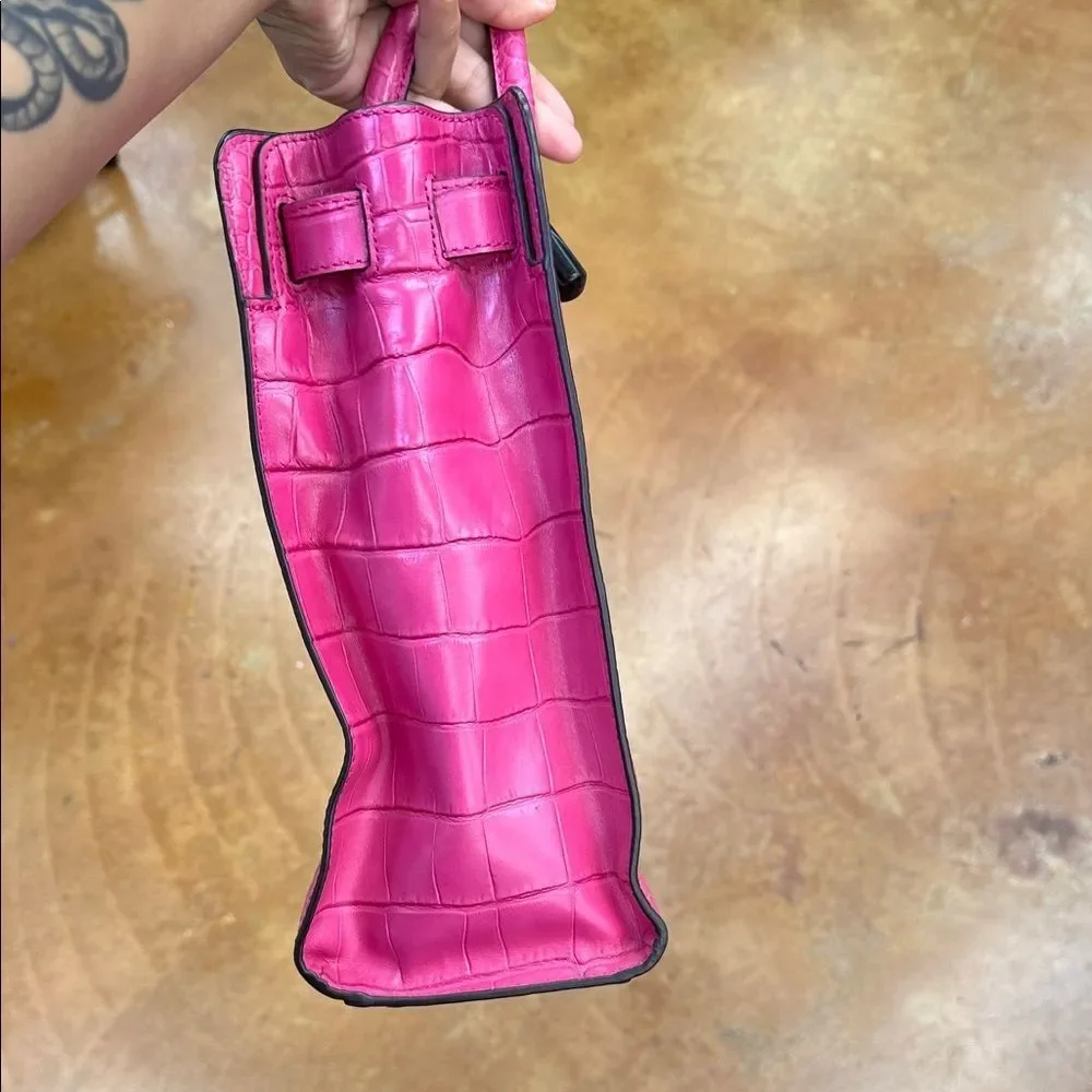 Michael Kors pink Crocodile-Embossed Satchel Dillon bag